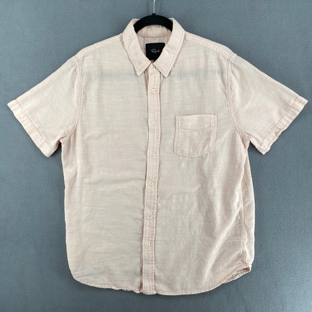 Rails Fairfax Button Down Short Sleeve Shirt Mens L Pink Cotton Casual